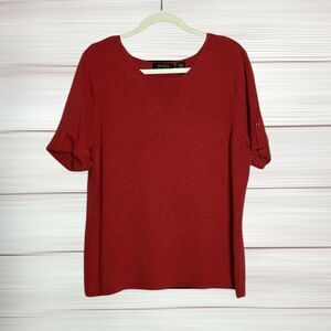 Dana Buchman Woman Terracota Knit Top Short Sleeve Round Neck size 2X Vintage
